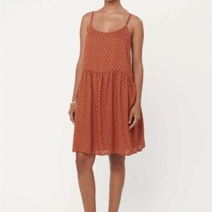 New Ann Taylor LOFT Rust Spaghetti Strap Dress sz Large